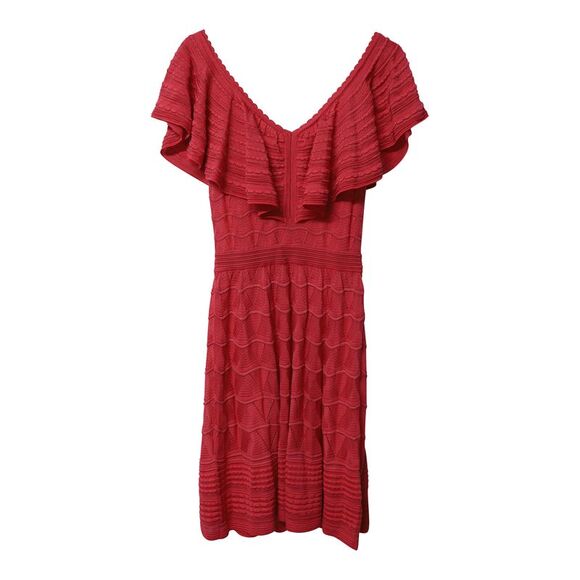 M Missoni Ruffle Knitted Dress in Pink Cotton